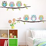 Cartoon Cute Six Owl on the Tree DIY Wall Wallpaper Stickers Art Decor Mural Kid's Child Room Decal waterproof