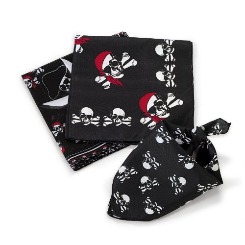 Piraten Bandana Kopftuch 12 Stück in 3 Motiven mit 12 Piraten Kinder Tattoos Palandi® - 3