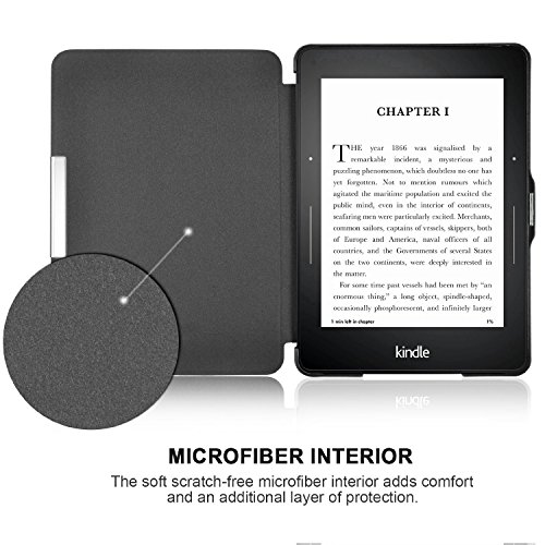 Kindle Paperwhite Hülle, Swees Ultra Slim Schutzhülle Smart Case für Amazon alle neue Kindle Paperwhite 2015 300 PPI 3.Generation/2014/2013/2012, mit Auto Sleep Wake Funktion, Kohlenschwarz - 3