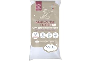 P'tit lit - Protège Matelas Bébé 2 en 1 | Alèse + Drap Housse 60x120 cm | Imperméable - 100% Coton - Souple et Silencieux - Respirant - Oeko Tex® - Blanc
