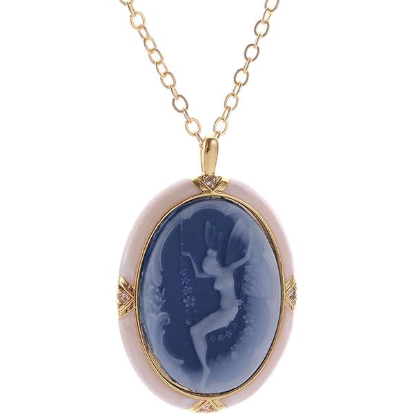 Collana Cameo Gatto Fatto A Mano - Crema/Nero - Pendente Qualità USA