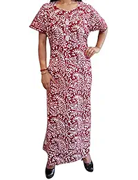 Indiatrendzs Comfortable Nightwear Cotton Women's Nighty Button Front Paisley Beautiful Printed Coverup Maxi Dress