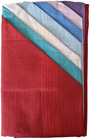 7 Pack Mens/Gentlemens Plain Dyed Handkerchiefs With Satin Stripe Borders, 100% Cotton