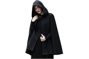 BATTNOT Damen Herbst Winter Maxi Lose Umhang mit Kapuze Mantel Poncho Kap Strickpulli Strickjacke Trenchcoat Outwear Mittelalterliche Vampir Umhang Gothic Cosplay Kostüm Robe Cape Mantel Umhang Poncho