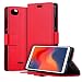 Produktbild HDRUN Xiaomi Redmi 6A Leder Hülle - Premium PU Leder Flip Tasche Case mit Kartensteckplätzen und Ständerfunktion Schutzhülle Handyhüllen für Xiaomi Redmi 6A, Rot