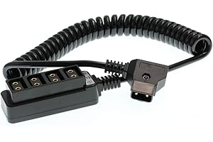 Eonvic Adaptateur D-Tap B mâle vers 4 ports femelles D-Tap P-Tap Hub Splitter Câble spiralé pour prise de photo