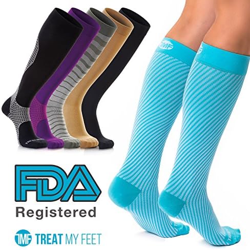 Compression Socks for Men &amp; Women Knee-high compression stockings relieve calf, leg &amp; foot pain - Graduated to boost circulation &amp; reduce edema swelling, FDA, Nurse &amp; Runner Recommended - S, M, L &amp; XL