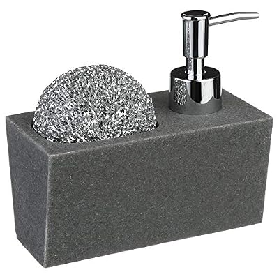 Secret de gourmet Distributeur de savon avec porte éponge - L. 14,5 cm - Gris