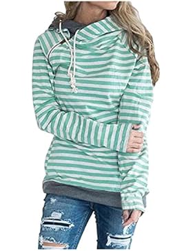 Zaywind Damen Gestreift Pulli Kapuzenpullover Reißverschluss Hoodie Sweatshirt Sport Langarm Pullover Outwear...