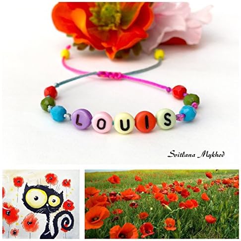 Bracelet name surname initial message "LOUIS" (reversible, customizable) man, woman, child, baby, newborn