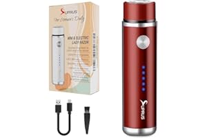SUPRUS Mini Electric Lady Razor USB Rechargeable with LED Battery Display for Effortless Daily Hair Removal Cordless (Red)