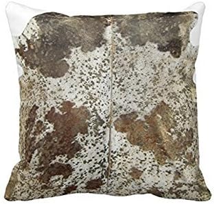 Faux Freckled Brown Cowhide Leather Look Pillow Case 18" * 18"