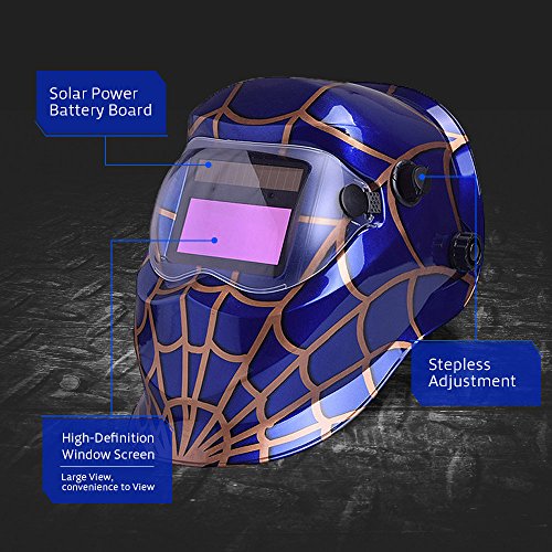 NUZAMAS solarbetrieben Schweißschutzschild Maske Schweißen Face Schutz für Arc Tig Mig Schleifen Plasma Schneiden mit verstellbarem Shade-Reihe DIN4/9-13 UV/IV Schutz DIN16 - 2