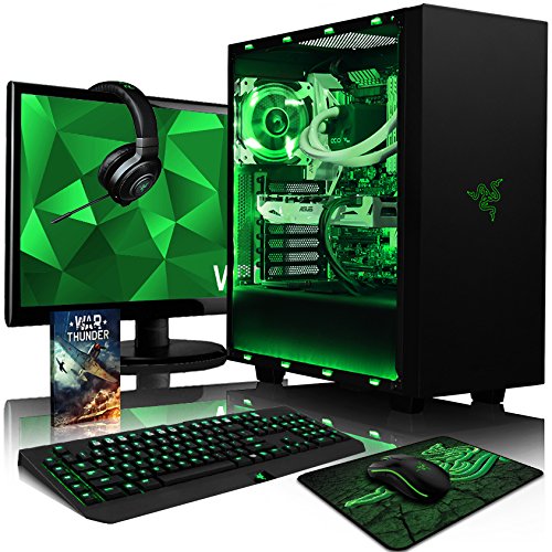 VIBOX Voxel GL750-429 Komplett-PC Paket Gaming PC - 4,5GHz Intel i7 Quad Core CPU, GTX 1050 GPU, Super, Wassergekühlter Desktop Gamer Computer mit Spielgutschein, 22" HD Monitor, Razer Tastatur, Razer Maus, lebenslange Garantie* (4,2GHz (4,5GHz Turbo) Superschneller Intel i7 7700K Kabylake Quad 4-Core Prozessor CPU, Nvidia GeForce GTX 1050 2GB Grafikkarte GPU, 32GB Crucial Ballistix 2400MHz RAM, Kingston 480GB SSD, 2TB Festplatte, Alphacool Eisbaer Wasserkühler, Ohne Windows Betriebssystem)