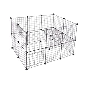 EUGAD DIY Jaula Modular Valla para Animales Pequeños, Parque para Mascotas para Hámsteres Cobayas Conejos Perros Gatos 24 Pieza Plástico/Metal Negro 0003WL