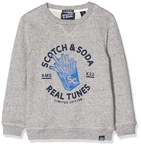 Scotch & Soda Crewneck Sweat with Chest Artwork Felpa, (Grey Melange 606), 164 (Taglia Produttore: 14) Bambino