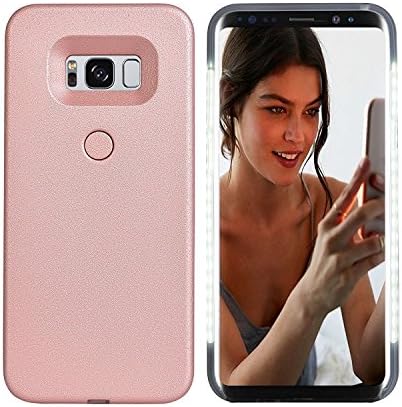 Samsung S8 Plus Selfie Led Light Case,GSY Rechargeable LED Light Up Flash Lighting Selfie Case Illuminated Cover [Dimmable Switch] for Samsung S8 Plus (Samsung S8 Plus, Rose gold)