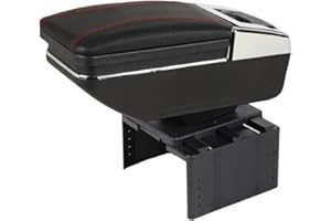 SZSS-CAR Reposabrazos central AutoSunShine, universal, cuero, espacio de almacenamiento con soporte para vasos