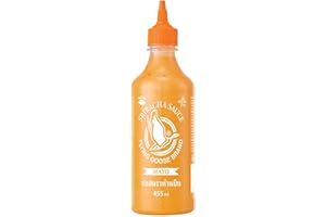 ‎FLYING GOOSE FLYING GOOSE Sriracha Mayoo Sauce, pikante Mayonnaise, leicht scharf, orange Kappe, Würzsauce aus Thailand, vegetarisch, glutenfrei, 1 x 455 ml
