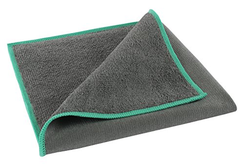 Bellanet Professional Microfibre Glass Cloths Cleaning Cloth with Dual Use | Quality Microfibre Cloths for Bathroom Bathroom Windows Home &amp; Car | Very Absorbent and Fast-Drying, charcoal grey / green, 40 x 40 cm