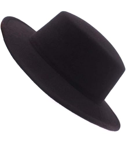Derby Hats For Men QUUPY Fashion Classic Black Wool Blend Fedora Hat Brim Flat Church Derby Cap, Black, 22-23 Inch Taylor Swift 22