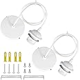 ZHIQIN 2 Pack E27 Pendant Light Fitting Ceiling Rose Pendant Modern Light Pendant Fitting Ceiling Fitting Set for Ceiling Pendant Light with 1M Cable,White
