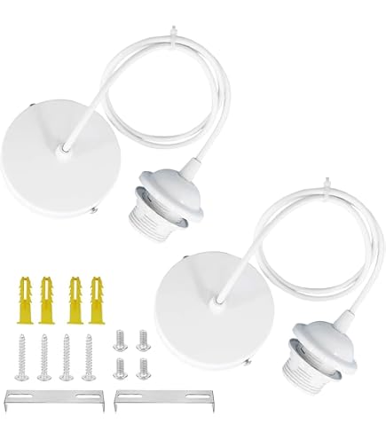 Niviy Suspension Câble Luminaire Blanc E27 - Douille Plafonnier Ajustable 100 Cm Avec Fixation, Idéal Cuisine Bar Loft