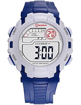 Kind] Digitaluhren,Wasserdicht Bewegung Leuchtend Multicolor Studenten sehen Pin buckle armband-M