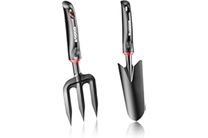 NCOALE Gardening Tools Set, Heavy Duty Hand Garden Tools Carbon Steel Garden Shovel Hand Fork Garden Tool Kit, for Flower Plants Ideal Gardening Gifts (2PCS)