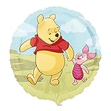 Helio globo Winnie the Pooh y piglet, ideal para Disney temáticas esta decoración con globos cumpleaños se imprime en ambos lados puede inflar con helio o aire con una bomba de balón o una paja. Diámetro: 46 cm