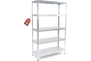 MOHOME Scaffale Metallo 5 Ripiani Premium Quality 100x40x185 cm Made in Italy 100 Kg a Ripiano Organizzazione Montaggio a Incastro Garage Dispensa Officina Cucina Ristorante Carico Pesante