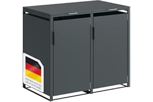 STEELSØN Thoria Mülltonnenbox 2er bis 240L – Mülltonnenverkleidung aus Stahl in Anthrazit – hochwertige Müllcontainer für 2 Tonnen – Müllbox wetterfest – UV-beständige Gerätebox/Mülltonnen Box