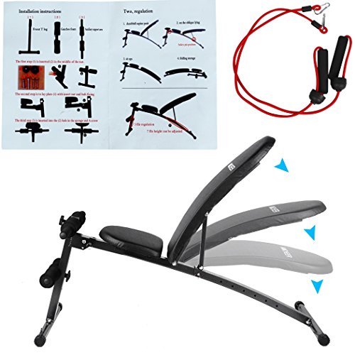 Ancheer klappbar Multifunktions-Hantelbänke,Bauchtrainer ,Rückentrainer ,Hantelbank Multi Winkel Plus, Sit-up Bank ,klappbar & verstellbar ,inkl. 2 Widerstandsbänder - 5