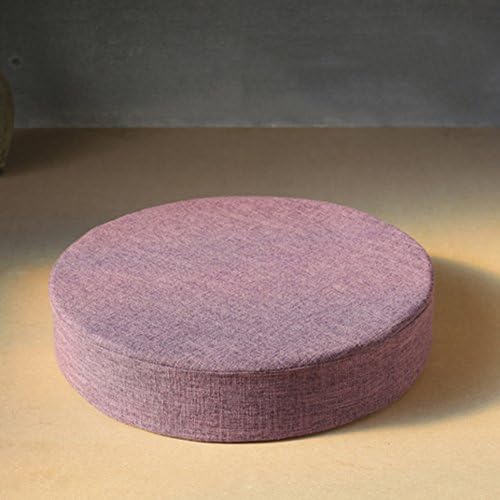 Cotton and linen futon round cushions thicker washable double envelopes tatami balcony bay window cushion meditation prayer mat creamy-White gray khaki pink blue brown-J diameter60cm(24inch)