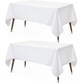 Utopia Kitchen Polyester Tablecloth 60" x 84" (Pack of 2, White) Machine | Rectangle Tablecloths Polyester Machine Washable T