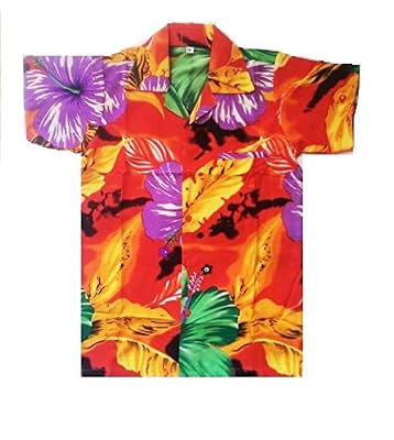 Chemise hawaïenne pour homme Motif cerf Plage Hawaï Aloha Party été vacances Fancy Fleur - violet - Taille Unique