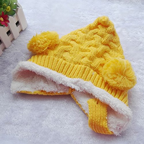 Shot--In Baby Ear Cap Knitted Baby Hat Bonnet Winter Hat (Yellow)