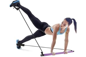 GEORGE · SMITH Bodybuilding Yoga Pilates Stick avec boucle de pied - Kit de barres de barre de résistance à la résistance physique Core Gym - Idéal pour la maison, entraînement total du corps, gymnase, haltérophilie