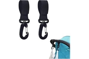GHEART Ganchos Carro Bebé, Gancho Para Colgar Cochecito, Gancho Multifuncional para Silla de Paseo, Mosquetones para Carrito de Bebe para Colgar Bolsas, Mochila, Bolso etc (Negro)