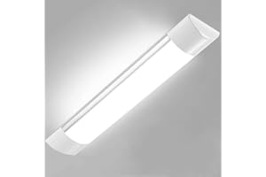 Sararoom Lampa sufitowa LED, 10 W, 30 cm, 1200 lm, lampa LED do wilgotnych pomieszczeń, 3000 K, ciepła biel, lampa warsztatowa, świetlówka LED, kąt świecenia 130°, listwa świetlna do kuchni, garażu,