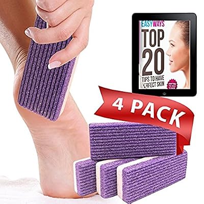 Love Pumice Lot de 4 pierres ponce en verre synthétique - Lime pour les pieds et gommage - Élimination des callosités - Outils de pédicure pour l'exfoliation - Traiter la peau dure et les talons fissurés - Pour les pieds, les mains et le corps - Love…