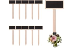 AOEVUIR 10 Pcs etichette per piante in legno tipo T lavagna per piante da giardino etichette per piante da giardino con pennarello per piante da esterno e da interno in vaso erbe etichette