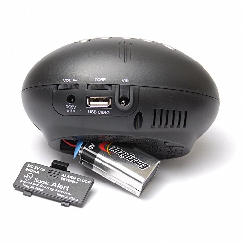 Geemarc SBT600 Vibrationswecker mit extra lautem Alarm 75 dB + vibration (deutsche Version). USB Anschluss für die Aufladung Ihrer Smartphone oder andere elektrische Kleingeräte - 5
