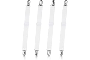 KYLOS 4 Stück Bettlaken halter clip, Spanngummi für bettlaken, Spanngurt für bettlaken, Bügeltischspanner, Betttuchspanner mit clip, Lakenspanner, Für Bettlaken, Matratze, Bügelbrett Oder Sofa (Weiß)