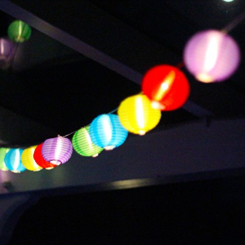 Plaights Lampion Lichterkette mit 20 LED’s in bunt | Sommerlichterkette für draußen mit Timer Funktion | perfekte Dekoration für Garten, Terrasse, Balkon, Party und Feiern - 5