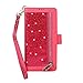 Produktbild Homikon PU Leder Hülle Reißverschluss Glänzend Glitzer Strass Schutzhülle Brieftasche Lederhülle Bookstyle Handyhülle 9 Kartensteckplatz Tasche Kompatibel mit Samsung Galaxy S10e - Rose rot