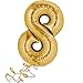 Produktbild Folienballon - Zahl 8 GOLD - XXL 86cm, mit Helium gefüllter Zahlen Luftballon + PORTOFREI + Geschenkkarten Set. High Quality Premium Ballons vom Luftballonprofi & deutschen Heliumballon Experten. Luftballondeko zum Geburtstag oder Jubiläum. Lustiger Geburtstagsgeschenk Ballon