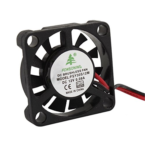 DC12V 0.08A 30mm 2-Draht Blei Lüfter schwarz für PC-Gehäuse CPU-Kühler