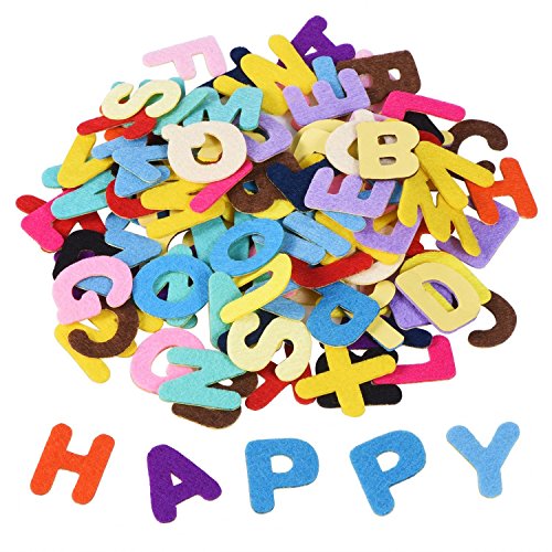 Shappy 1 Zoll Filz Buchstabe Aufkleber Selbstklebende Buchstaben Aufkleber für DIY Handwerk Dekoration, Verschiedene Farben, 500 Stück
