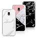 Price comparison product image Wanxideng 3 x Marble Case per Samsung Galaxy J3 2017, Smooth Opaque Cover - Lightweight Slim Soft Silicone Case - Shockproof Anti-scratch Case Cover - Black + White + Pink